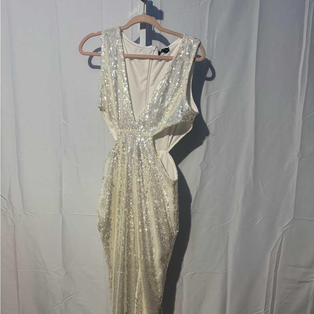 PrettyLittleThing Ivory Sequin Dress/Gown Size 12